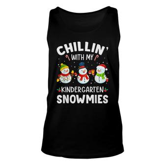 Chilling My Kindergarten Snowmies Chirstmas Student Teacher Tank Top | Mazezy