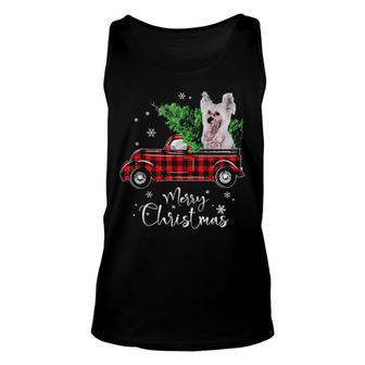 Chinese Crested Dog Ride Red Truck Christmas Dog Unisex Tank Top | Mazezy