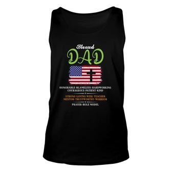 Christian Blessed Dad Cross Funny Unisex Tank Top | Mazezy