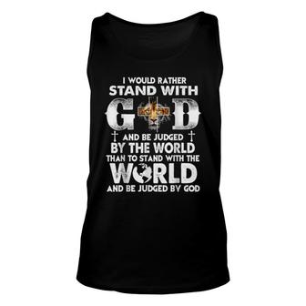 Christian I Would Rather Stand With My God Lion Unisex Tank Top | Mazezy