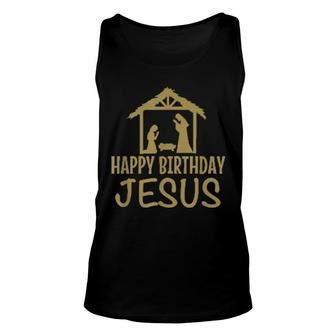 Christian Religion Christmas Crib Happy Birthday Jesus Unisex Tank Top | Mazezy