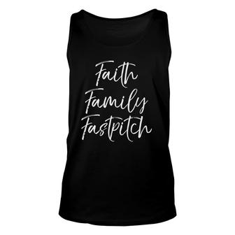 Christian Softball Gift For Women Faith Family Fastpitch Unisex Tank Top | Mazezy