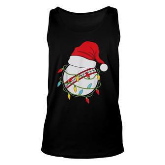 Christmas Lights Santa Hat Cricket Ball Sports Xmas Unisex Tank Top | Mazezy