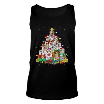 Christmas Pajama English Bulldog Tree Dog Xmas Dog Dad Unisex Tank Top | Mazezy
