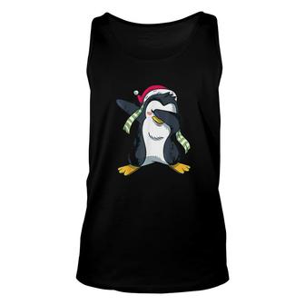 Christmas Pajama Penguin Dabbing Unisex Tank Top | Mazezy