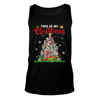 Womens This Is My Christmas Pajama Tree Lights Dalmatian Dog Tank Top | Mazezy
