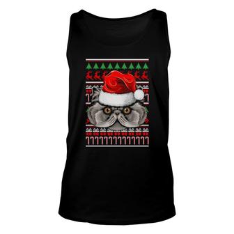 Christmas Persian Santa Hat Cute Cat Animal Ugly Xmas Unisex Tank Top | Mazezy