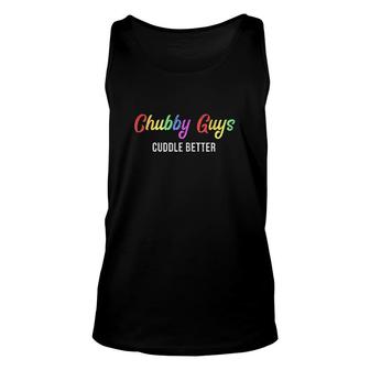 Chubby Guys Cuddle Better Funny Gay Bear Pride Unisex Tank Top - Thegiftio UK