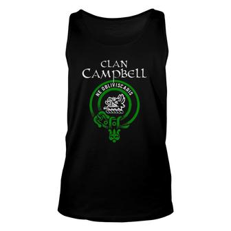 Clan Campbell Scottish Tartan Design On Back And Left Chest Unisex Tank Top | Mazezy
