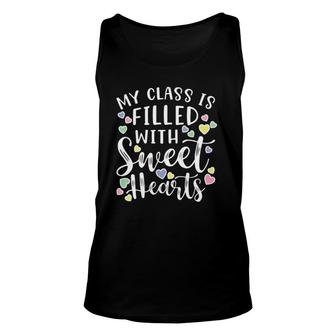 Womens My Class Is Filled With Sweet Hearts Valentine's Day Cute V-Neck Tank Top | Mazezy UK