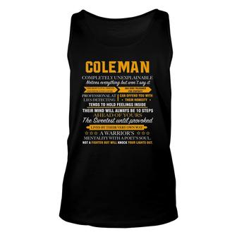 Coleman Completely Unexplainable Name Father's Day Unisex Tank Top | Mazezy
