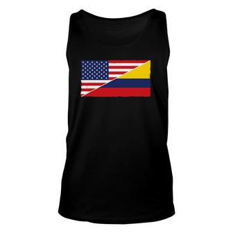 Colombia Flag And Usa Flag Roots Colombian Ancestry American Tank Top | Mazezy