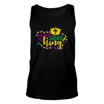 Colorful Beads Crown Mardi Gras King Unisex Tank Top | Mazezy
