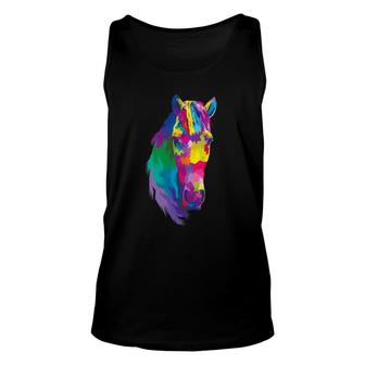 Colorful Horse's Head Polygonal Geometric Horse Horse-Loving Tank Top | Mazezy