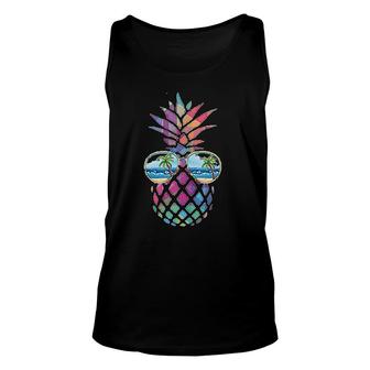 Colorful Pineapple Glasses Beach Unisex Tank Top | Mazezy