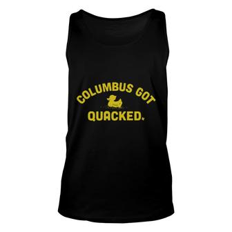 Columbus Got Quacked Unisex Tank Top | Mazezy