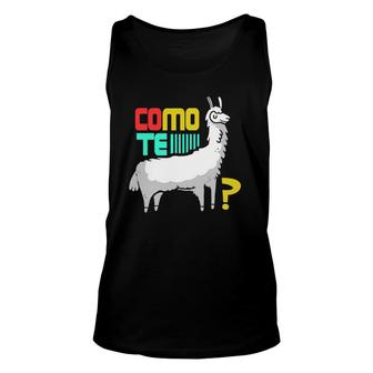 Como Te Llama Funny Spanish Llama Unisex Tank Top | Mazezy