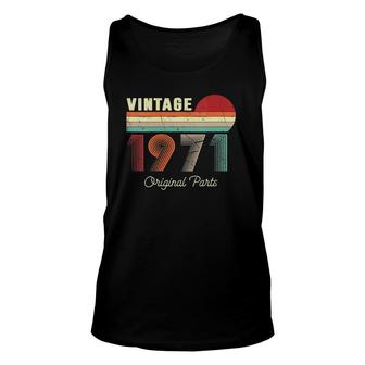 Womens Cool Men And Women 50Th Bday Vintage Original Parts 1971 V-Neck Tank Top | Mazezy