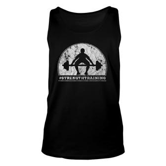 Cool Powerlifting Strength Training Vintage Gym Unisex Tank Top | Mazezy