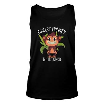 Coolest Monkey In The Jungle Funny Cute Ape Lover Boy Gift V2 Unisex Tank Top - Thegiftio