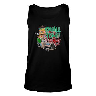 Country Farmer Life Small Town Christmas Red Vintage Truck Unisex Tank Top | Mazezy