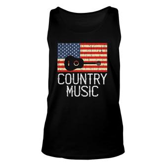 Country Music Retro Vintage Guitar American Flag Gift Unisex Tank Top | Mazezy