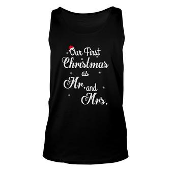 Couple Wife Husband Our First Christmas As Mr Mrs Tshirt Unisex Tank Top - Thegiftio