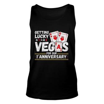 Couples Married 1 Year Vegas 1St Wedding Anniversary Unisex Tank Top - Thegiftio UK