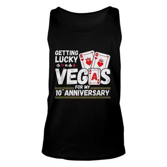 Couples Married 10 Years Vegas 10Th Wedding Anniversary Unisex Tank Top - Thegiftio UK