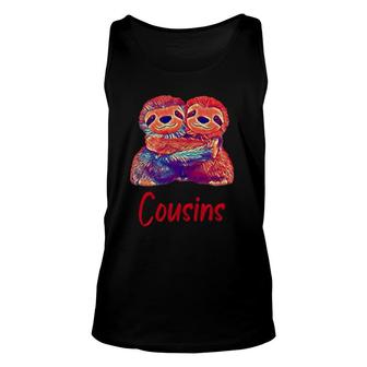 Cousins Two Hugging Sloths Polygon Style Unisex Tank Top | Mazezy