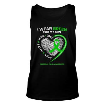 Cp Mom Dad Green Ribbon Gifts Son Cerebral Palsy Awareness Unisex Tank Top | Mazezy