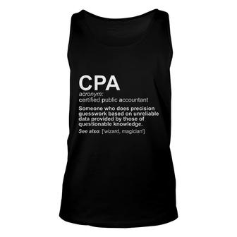 Cpa Certified Public Accountant Definition Funny Unisex Tank Top | Mazezy
