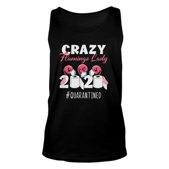 Crazy Flamingo Lady 2020 Quarantined Unisex Tank Top | Mazezy