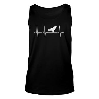 Crow Heartbeat Gift For Men Women Raven Bird Lover Unisex Tank Top | Mazezy