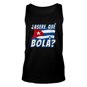 Womens Cuban Saying Havana Cuba Flag Asere Que Bola V-Neck Tank Top | Mazezy