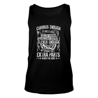 Curious Skilled And Clever Funny Car Auto Truck Mechanic Unisex Tank Top - Thegiftio UK