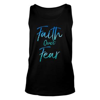 Cute Christian Quote For Women Jesus Saying Faith Over Fear Raglan Baseball Tee Tank Top | Mazezy DE