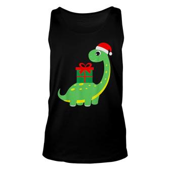 Cute Christmas Brontosaurus Dinosaur Unisex Tank Top | Mazezy