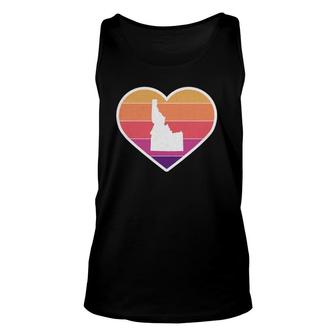 Cute I Love Idaho Retro Heart With State Outline Unisex Tank Top | Mazezy