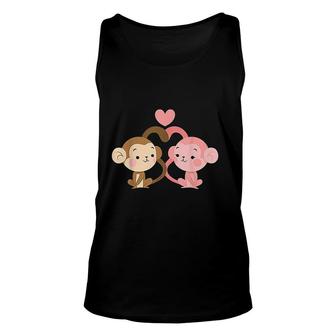 Cute Monkey Couple Valentine's Day Unisex Tank Top | Mazezy