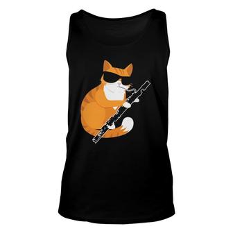 Cute Music Cat Sunglasses Musical Instrument Bassoon Player Unisex Tank Top | Mazezy
