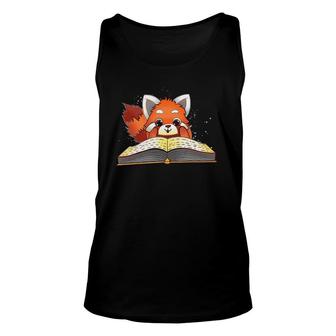 Cute Red Panda Reading A Book Lover Bookworm Love Unisex Tank Top | Mazezy