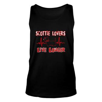 Cute Scottie Lovers Live Longer Scottish Terrier Dog Gifts Unisex Tank Top | Mazezy