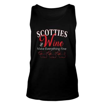 Cute Scotties And Wine Make Everything Fine Scottish Terrier Tank Top | Mazezy
