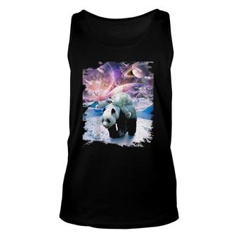 Cute Sloth Riding Panda In Galaxy Space Unisex Tank Top | Mazezy