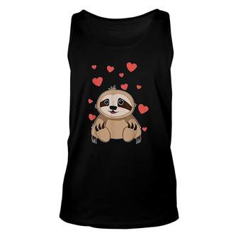 Cute Sloth With Hearts Unisex Tank Top | Mazezy
