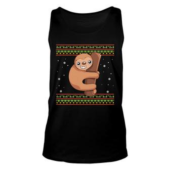 Cute Ugly Christmas Wildlife Animal Merry Xmas Lazy Sloth Unisex Tank Top | Mazezy