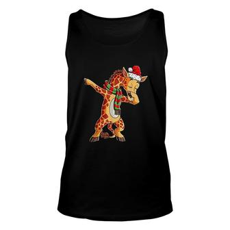 Dabbing Giraffe Santa Christmas Unisex Tank Top - Thegiftio