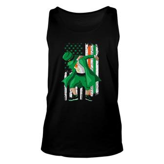 Dabbing Leprechaun Irish American Flag St Patrick's Day Tank Top | Mazezy