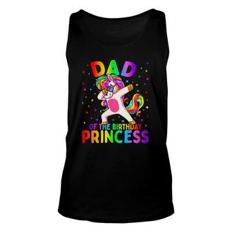Mens Dad Of The Birthday Princess Girl Dabbing Unicorn Father Tank Top | Mazezy